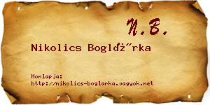 Nikolics Boglárka névjegykártya